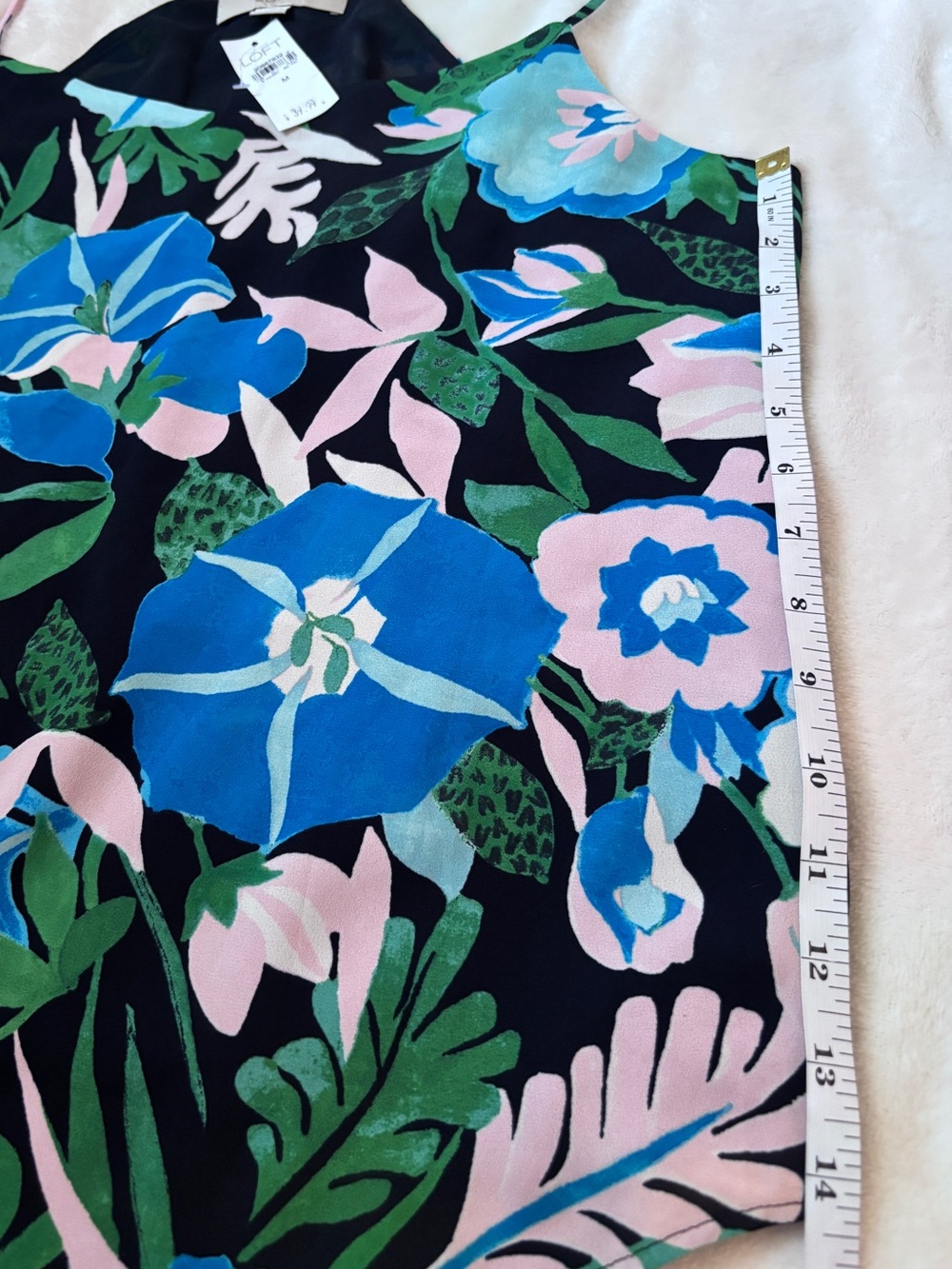 NWT LOFT Floral Cami Tank Top Medium Blue Pink Tropical Sleeveless Blouse - Picture 6 of 7